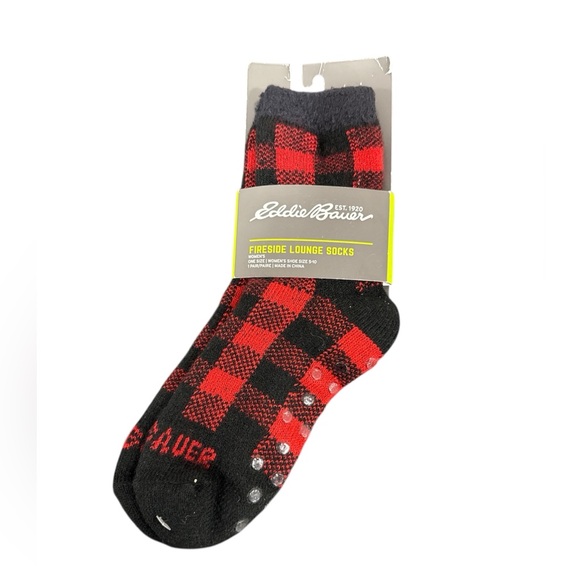 Eddie Bauer Accessories - NWT New Eddie Bauer Women’s Socks Fireside Lounge Plaid Red Black Christmas One